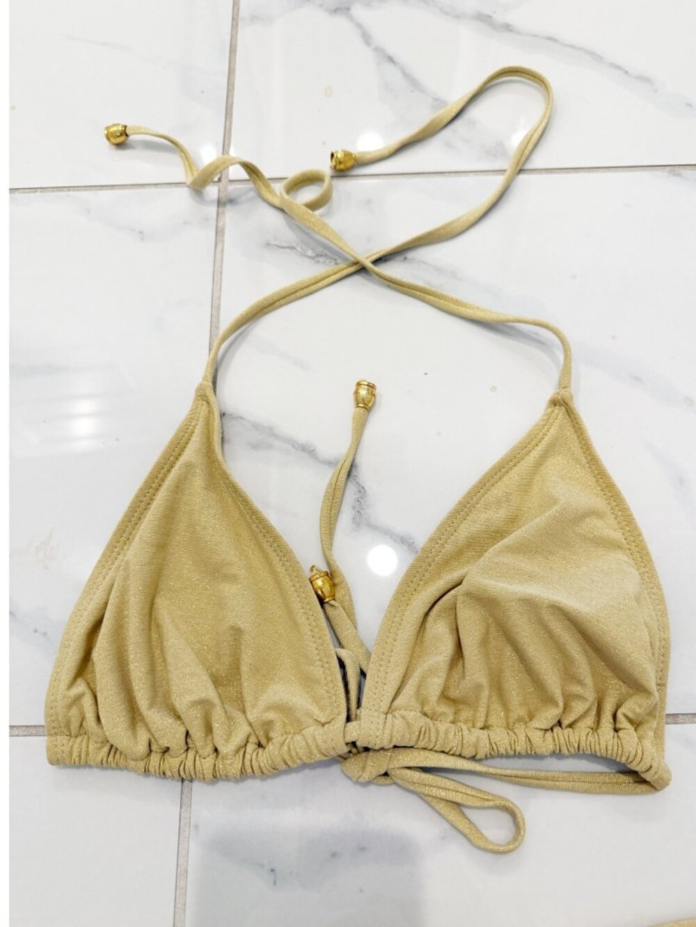 BIKKI BEACH EMMA Gold Lace Up 2-pc Bikini M/L - Picture 9 of 16
